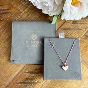 Kendra Scott Ari Heart Charm Necklace in 18k Rose Gold, 18” with 2” extender